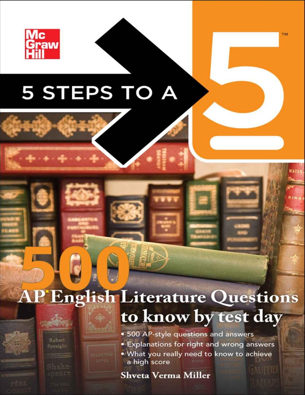 5 Steps to a 5 500 AP English Literature Questions to Know By Test Day - Shveta Verma Miller & Thomas A. editor - Evangelist.jpg