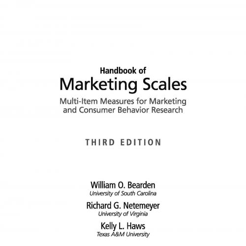 Handbook of Marketing Scales Multi-Item Measures for Market