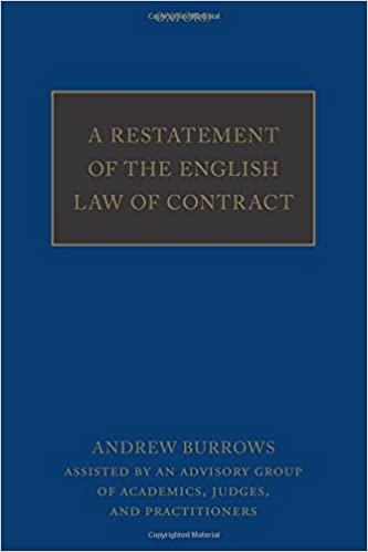 A Restatement of the English Law of Contract 1st Edition