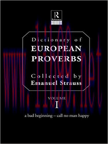 Dictionary of European Proverbs 1st Edition,