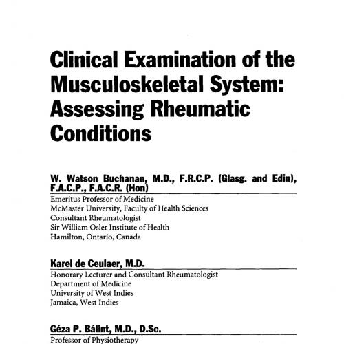 Clinical Examination of the Musculoskeletal System- Assessing Rheumatic Conditions