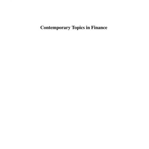 Contemporary Topics In Finance A Collection Of Literature Surveys