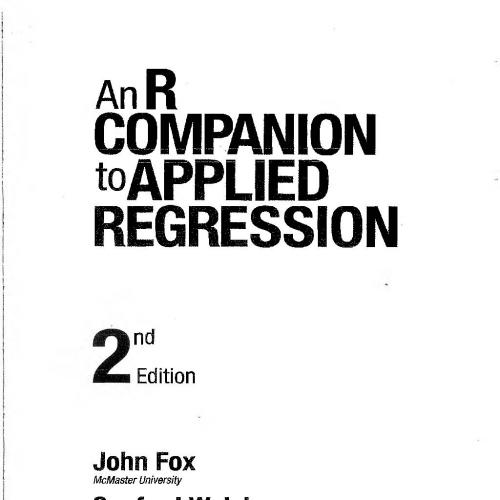 An R Companion to Applied Regression 2ed